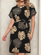 Vestido Crepinho Estampado Confortável com Cinto