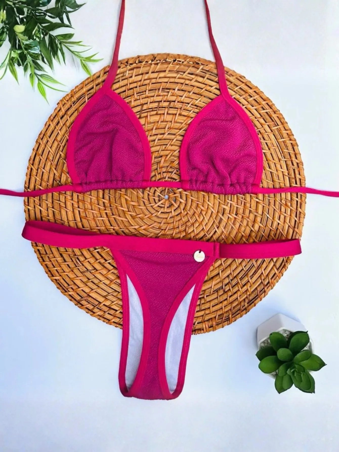 Biquíni Bronze Cortininha Fio Dental com Fita