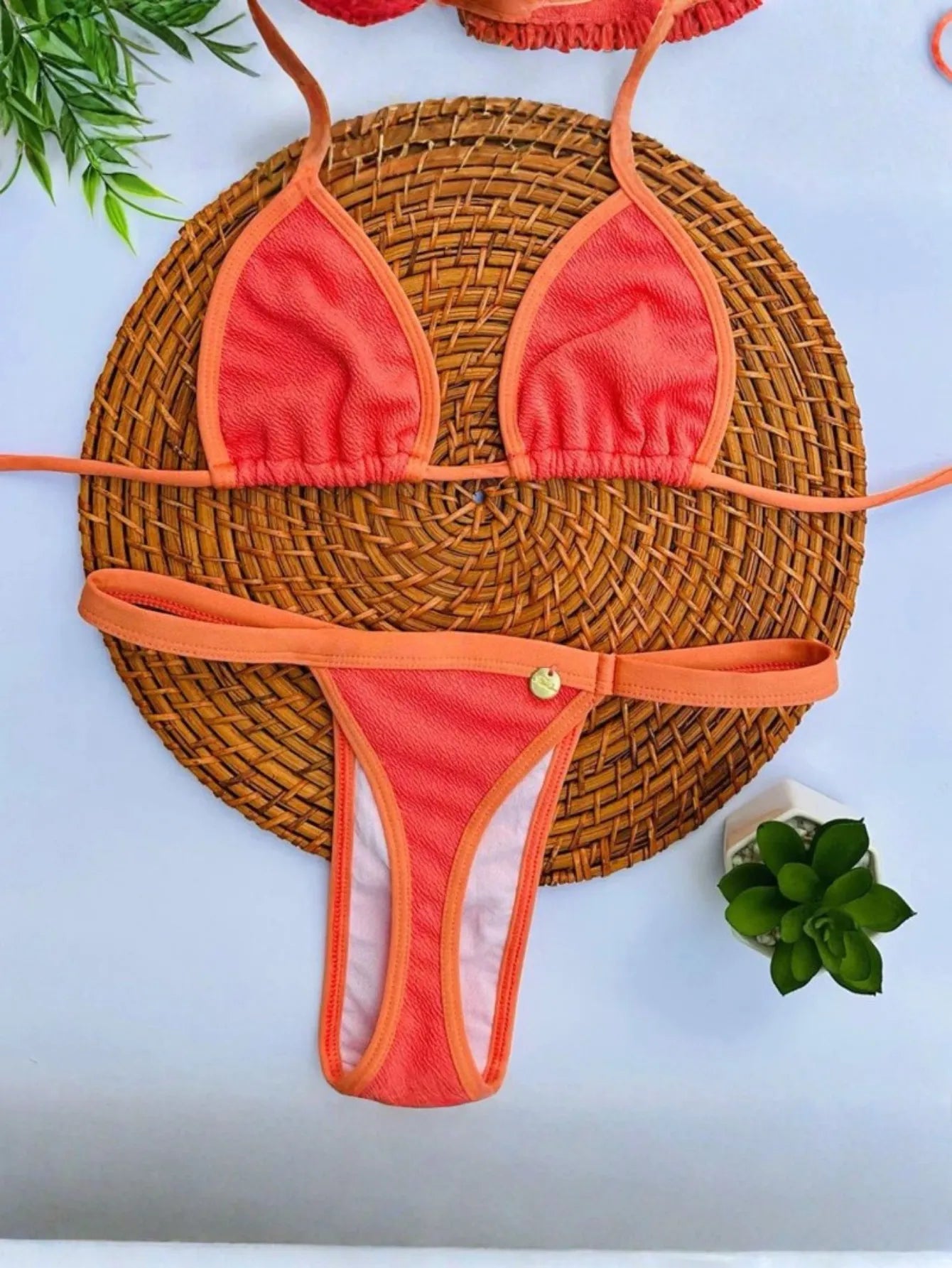 Biquíni Bronze Cortininha Fio Dental com Fita