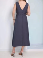 Vestido Longo Alfaiataria Sensorial sem Manga com Cinto