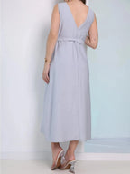 Vestido Longo Alfaiataria Sensorial sem Manga com Cinto