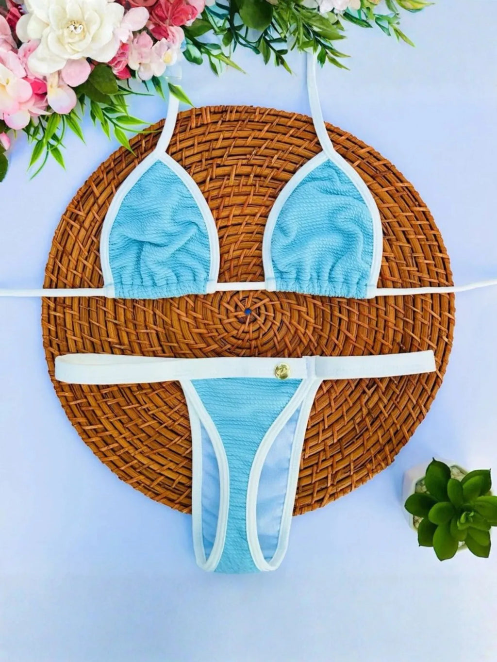 Biquíni Bronze Cortininha Fio Dental com Fita